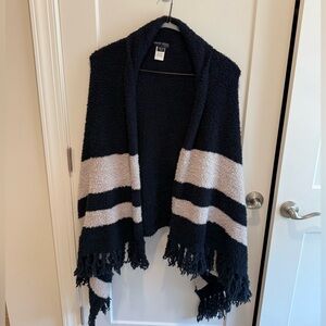 Barefoot Dreams Navy and Gray Poncho/Sweater